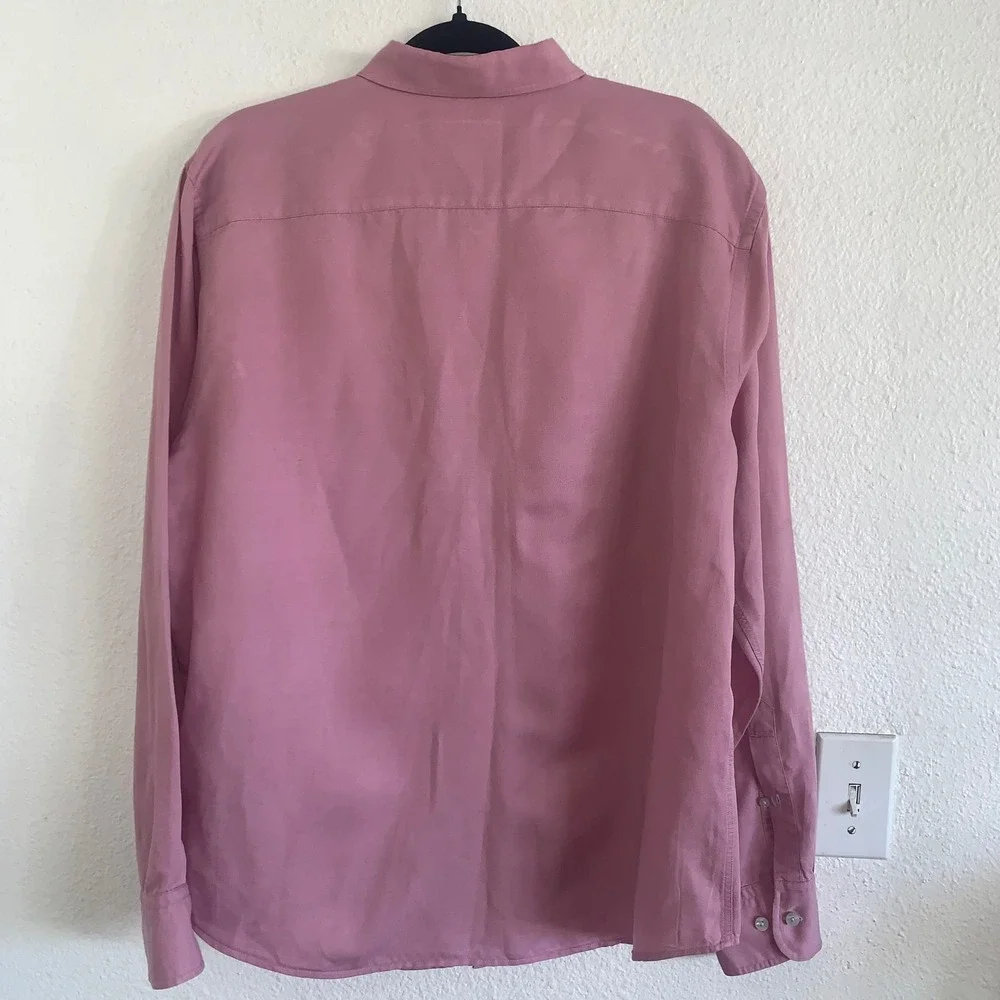 UNTUCKit Mens XL Mauve Pink Linen Tencel Blend Long Sleeve Button Down Shirt‎